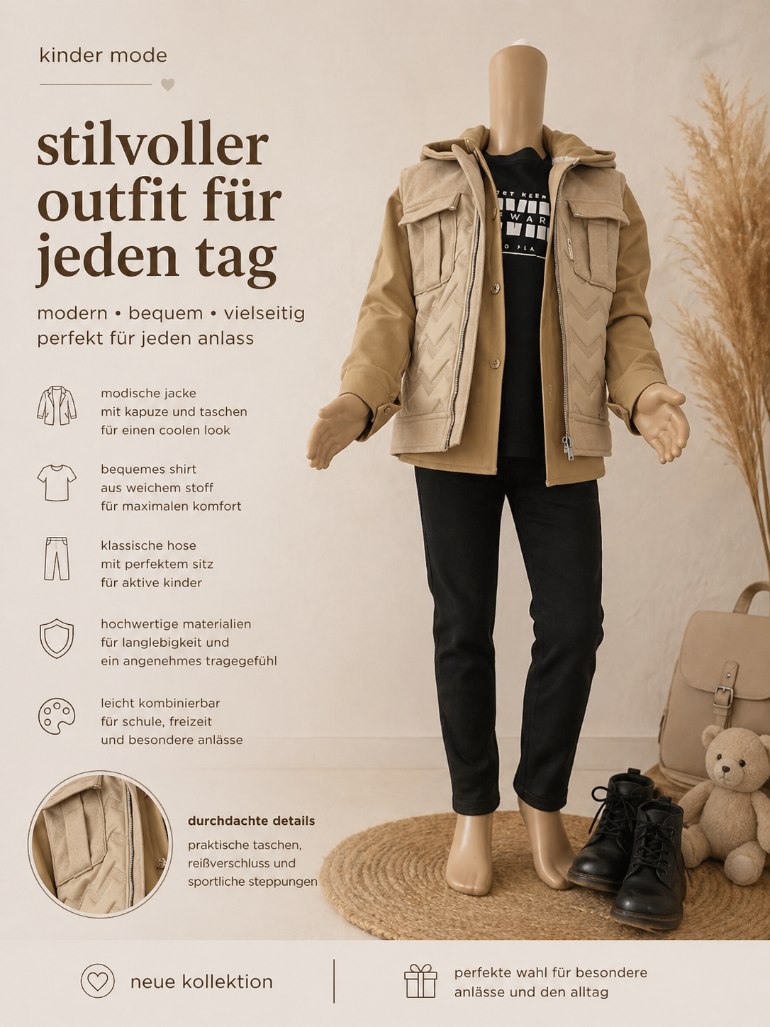 Elegantes 4-teiliges Outfit – Moderner Stil mit edlen Details